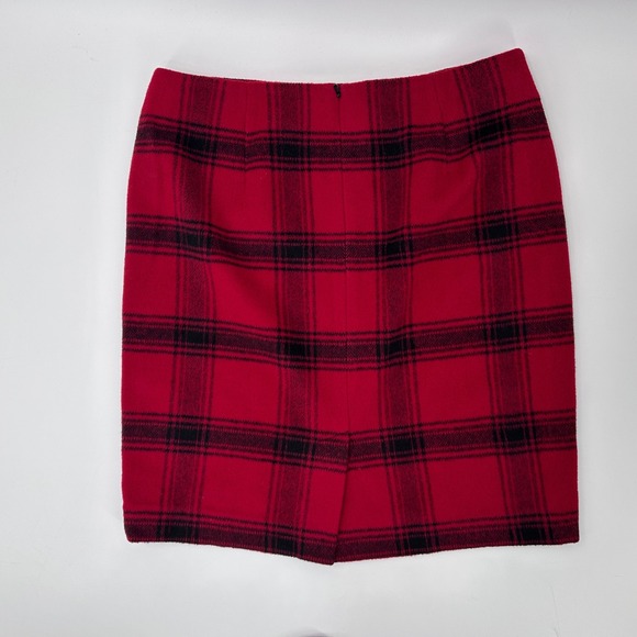 Talbots Red Plaid Pencil Skirt Size 12 Wool Blend Preppy Tartan Winter - Picture 3 of 9